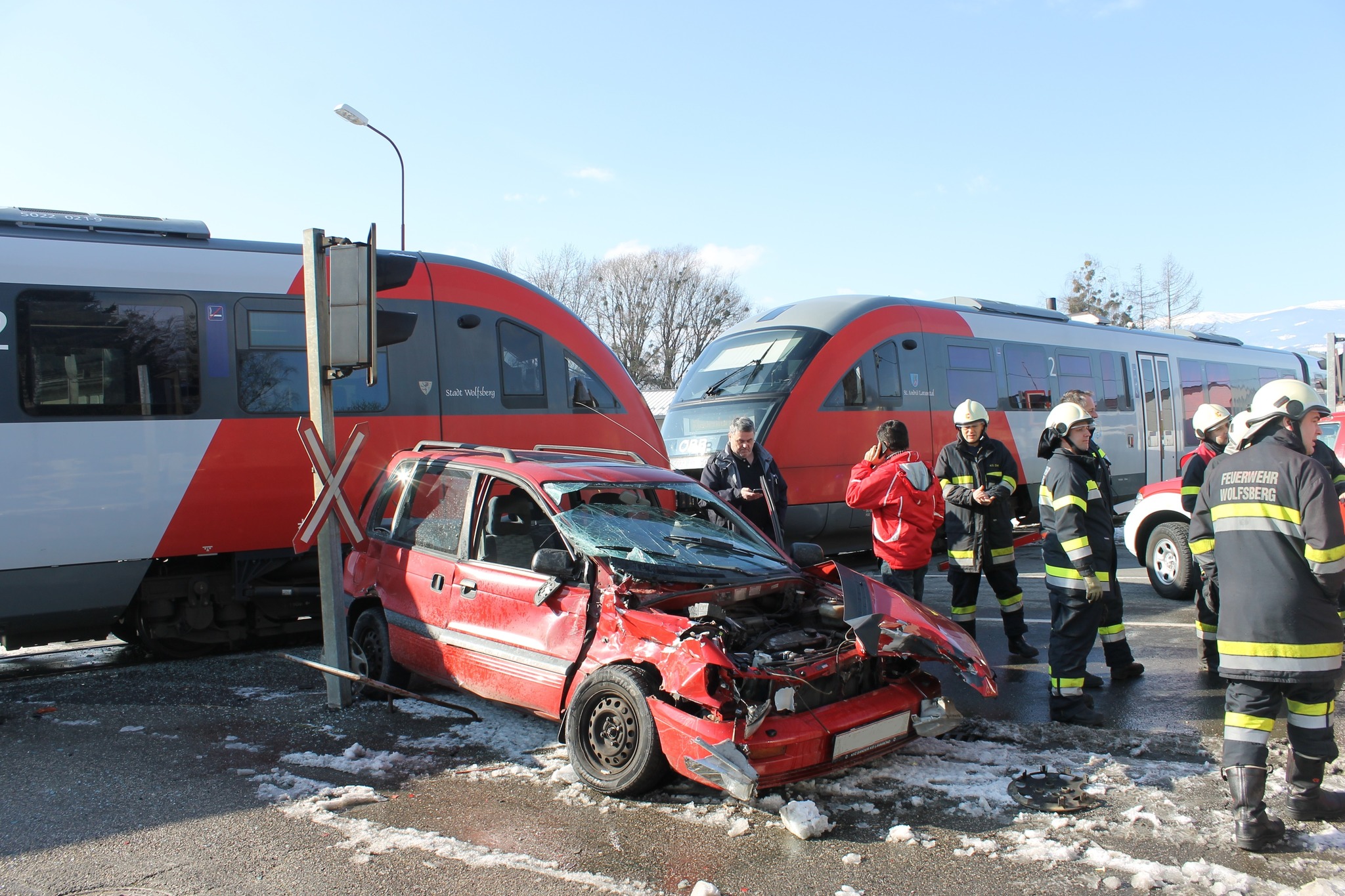 Auto gegen Zug in Wolfsberg Lavanttal