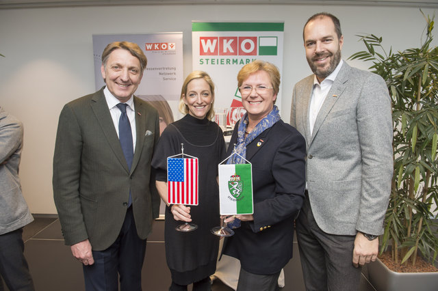 Geballte Wirtschaftskraft: WKO-Boss Josef Herk, Botschafterin Alexa Wesner, Adelheid Moretti und WKO-Vize Jürgen Roth (v.l.) | Foto: Foto Fischer