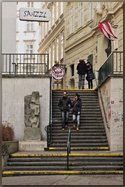 Die Theodor-Herzl-Stiege überwindet den Höhenunterschied zur Sterngasse