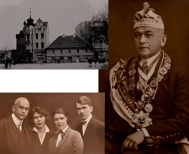 Wo die Geschichte begann, die Druckerei und der Verlag in Leitmeritz, Karls Pickert als "Kufsteiner Schlaraffe", Familienbild aus den 1920er Jahren.