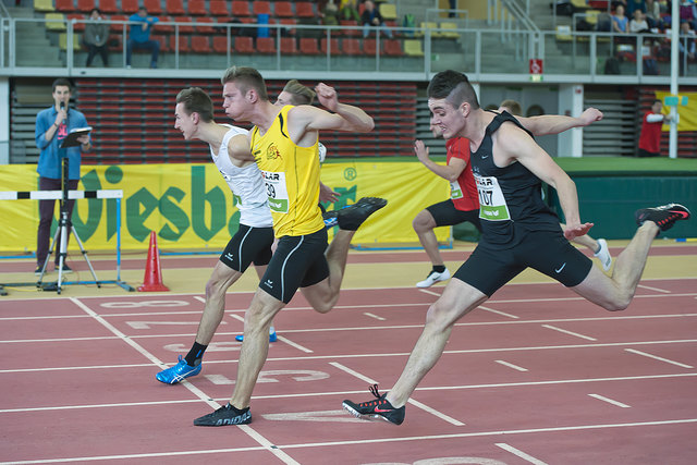 Fotofinish: Samuel Reindl (mitte) kürte sich zum  österreichischen U20 Hallenmeister über 60 m | Foto: Manfred Pillik