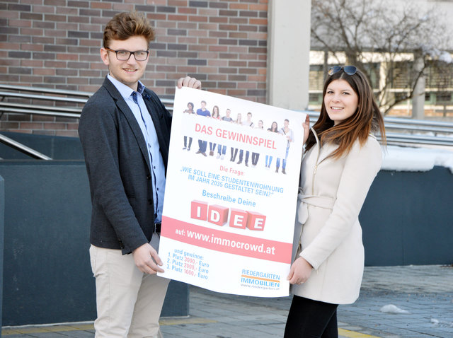 Die besten Ideen für ein Studentenwohnheim werden gesucht: Aaron Waldner und Larissa Rausch zählen auf Ihre Ideen