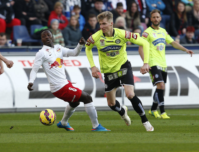 Grazer "Goalgetter": Simon Piesinger (r.) war erneut der Sturm-Torschütze, für einen Punkt reichte es in Salzburg aber nicht. | Foto: GEPA