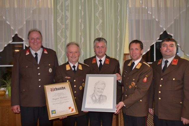 Bgm. Ignaz Knoll, E-HBI August Haderer, HBI Günther Freinschlag, OBR Josef Lindner, OBI Matthias Trauner