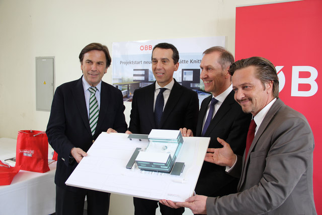 Präsentation: Franz Voves, Christian Kern, Josef Pesserl und Gerald Schmid. Foto: ÖBB