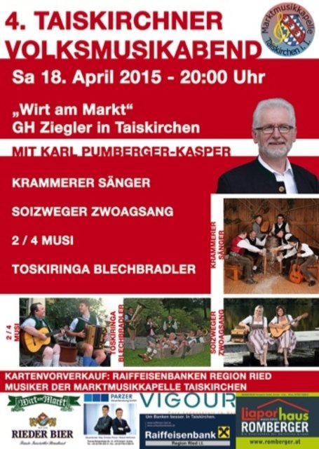 Flyer 4. Taiskirchner Volksmusikabend