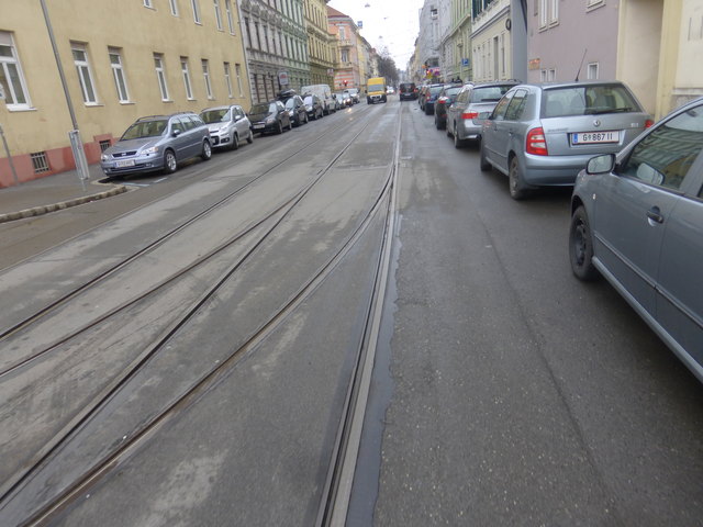 Eine von sieben Straßenbahnweichen in der Nähe vom Direktionsgebäude der Holding Graz Linien, die permanent beheizt werden.