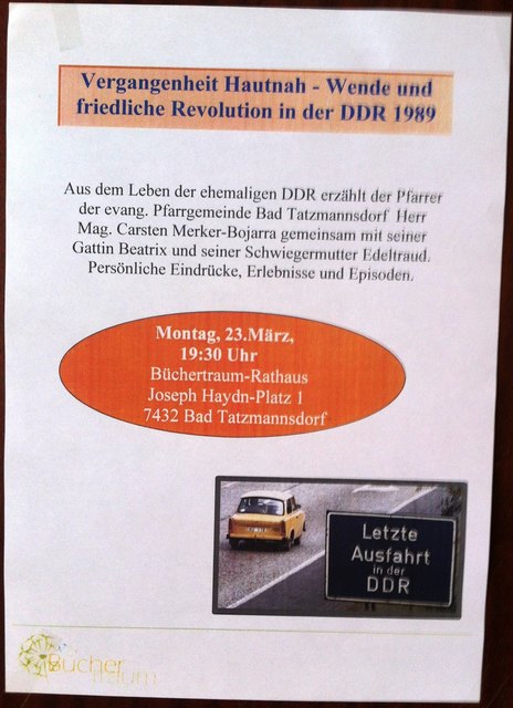 Die Einladung zu diesem interessanten Diskussionsabend in Bad Tatzmannsdorf.