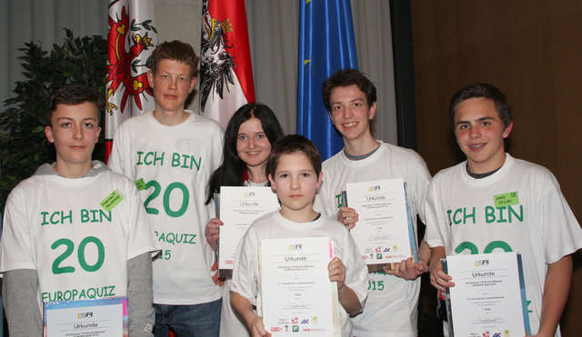 Sebastian Holzknecht, Wolfgang Kreidl, Julia Treichl, Leander Leitner, Leonhard Albrecht, Gerd Eller (v. li.)