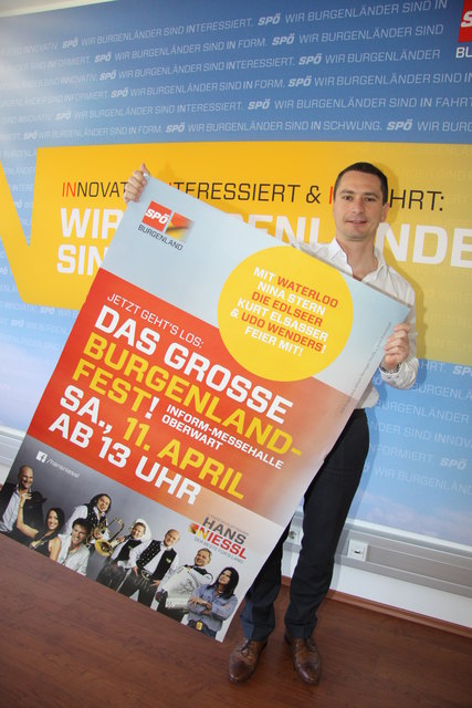 Robert Hergovich wirbt für das Burgenland-Fest in Oberwart.