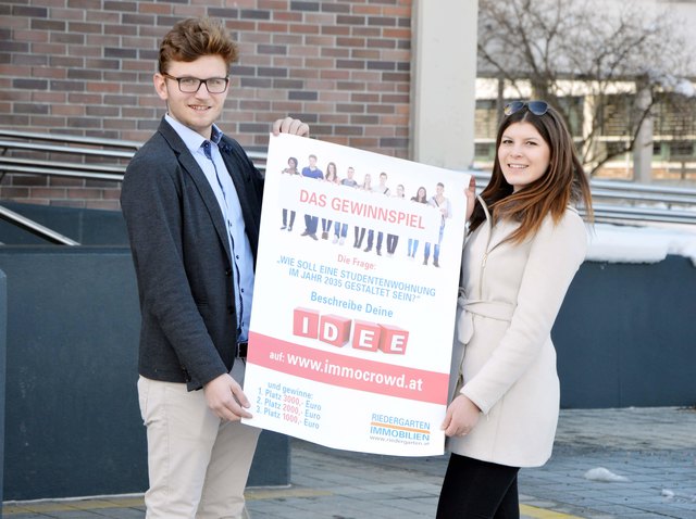 Die besten Ideen für ein Studentenwohnheim werden gesucht: Aaron Waldner und Larissa Rausch zählen auf Ihre Ideen
