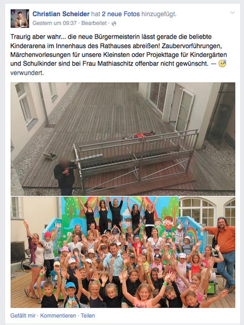 Christian Scheider auf Facebook: "Veranstaltungen sind offenbar nicht gewünscht"