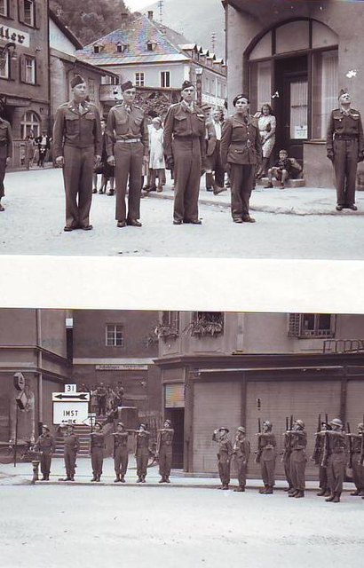 Übergabe der Besatzungsmacht durch die Amerikaner an die Franzosen. | Foto: Stadtarchiv Landeck