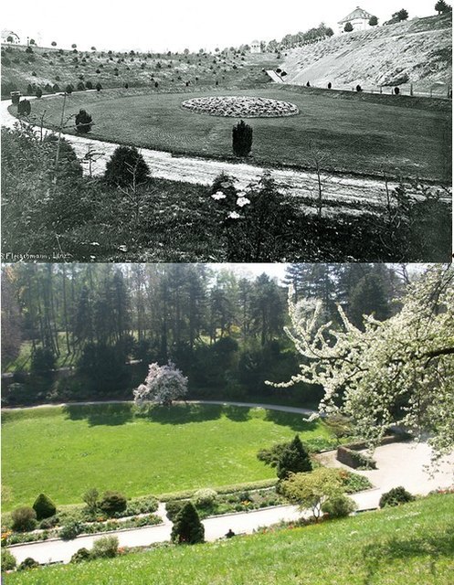 Das obere Rondeau im Jahre 1915 und heute. | Foto: Stadt Linz