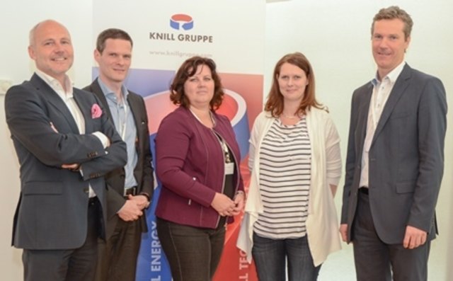 Die Vortragenden des CSR Business Breakfast, Mai 2015 bei Knill (v li n re): Dr. Peter Linzner, Mag. Karl Resel (denkstatt), Mag. Claudia Schenner-Klivinyi (GF SINWIN), Tina Sumann (CSR Managerin AT&S), Mag. Christian Knill (GF Knill Energy Holding)