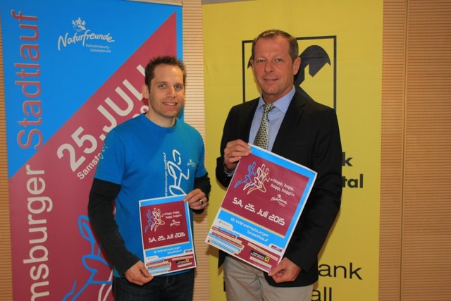 Stadlauf-Organisator Günther Dörflinger und Raika-Geschäftsführer Eduard Mayrhofer freuen sich auf den Event. | Foto: Rabl