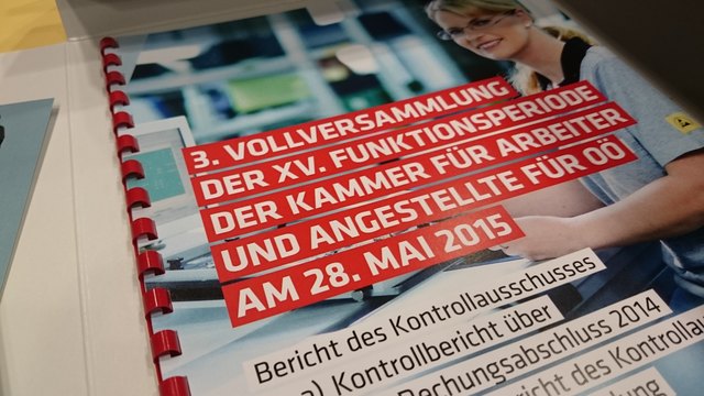 Am Donnerstag, den 28. 05. 2015 fand gemäß § 52 Absatz 1 Arbeiterkammergesetz die 3. Vollversammlung der XV. Funktionsperiode der Kammer für Arbeiter und Angestellte für Oberösterreich, im Kongresssaal der AKfOÖ in Linz, Volksgartenstraße 40, statt.