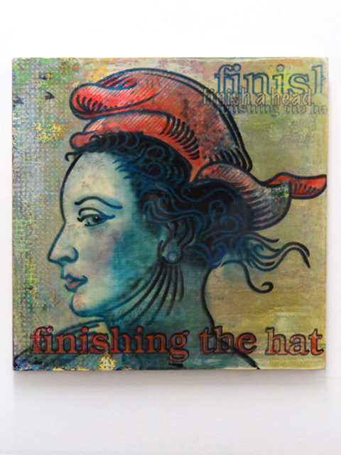 studio ladi bartok / "Marianne" - Mischtechnik auf handgefertigtem Papier und Holzplatte, 40 x 40 cm