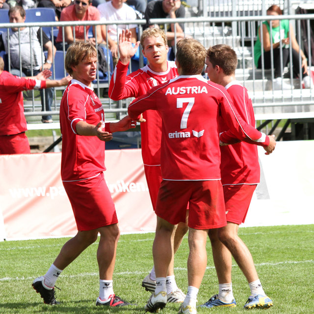 Thomas Leitner (2. v. l.) spielt nicht mehr in der Faustball-Nationalmanschaft. Der Union Freistadt bleibt er aber erhalten. | Foto: Foto: privat
