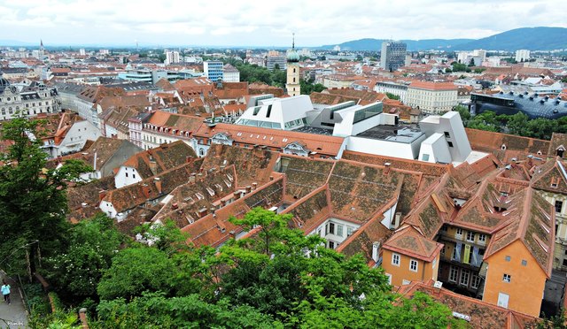 Wunderschöne Aussicht über Graz vom Schloßberg