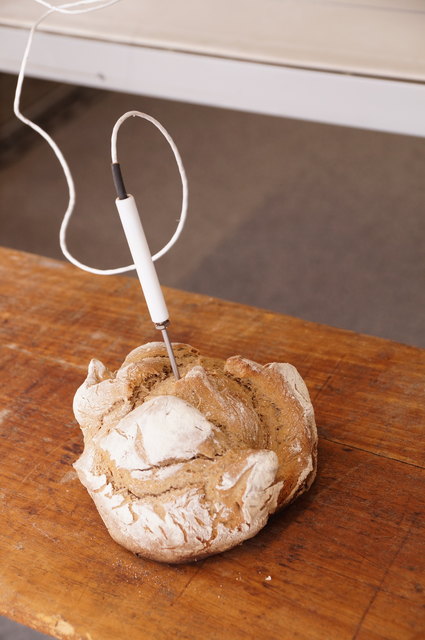 Genaue Kontrolle: Damit die Laibe die perfekte Konsistenz bekommen, wird beim Holzofenbrot auch die Innentemperatur gemessen.
