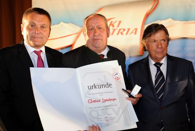 ©ÖSV : v.l. ÖSV Vizepr. Kurt Steinkogler,Gottfried Lintschinger, Prof. Peter Schröcksnadel
