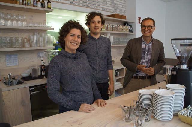 Wolfgang Bretschko (r.) mit seinen Mitarbeitern Vera Dutschke und Peter Kanzler im Cocoquadrat.