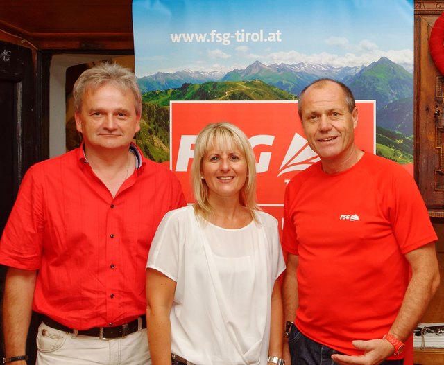Weitblicktreffen: FSG-Vorsitzender Oberland Herbert Frank, EU-Parlamentsabgeordnete Karoline Graswander Hainz und FSG-Vorsitzender für Tirol Günter Mayr (v. l.).