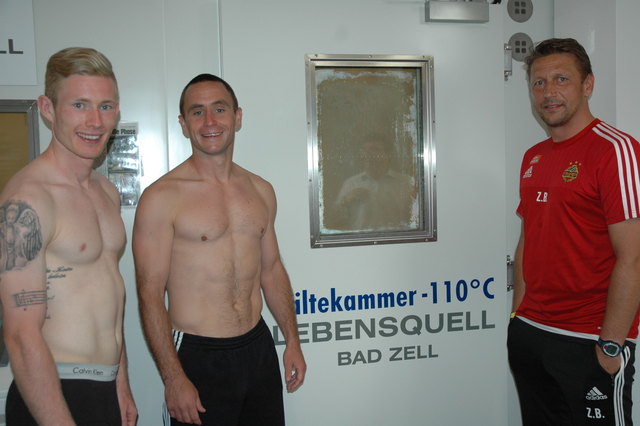 Rapid schwitzt und friert in Bad Zell; v.l.n.r.: Florian Kainz, Steffen Hofmann und Cheftrainer Zoran Barisic