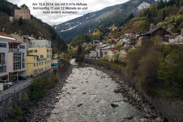 Beispiel: für winterliche 5 m³/s Wasserfracht in Landeck!© Ing. Günter Kramarcsik