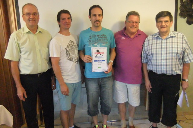 WSV. Traisen Meister Oberliga im Bild Herzog, Scharf, Diter Weber, Michael Scharnagl und Walter Ast