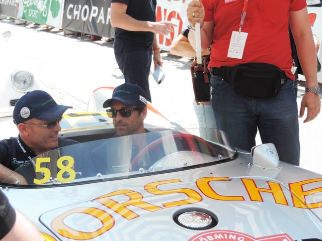 Patrick Dempsey (re.), der auch Rennfahrer ist, mit Co-Pilot Bernhard Maier.