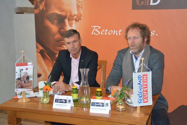 TVB-Obmann Johann Mauracher und Matthias Georg Kendlinger im Vorfeld der, wie sich nun heraus stellte, letzten Tiroler Beethoventage im Frühjahr 2015.