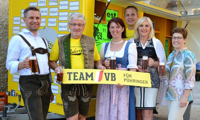 Landesgeschäftsführer Wolfgang Hattmannsdorfer, Bezirksparteiobmann LAbg. Anton Hüttmayr, LAbg. Michaela Langer-Weninger, Bezirksgeschäftsführer Christian Mader, Nationalratsabgeordnete Angelika Winzig und Landtagskandidatin Elisabeth Kölblinger (v.l.) be | Foto: ÖVP