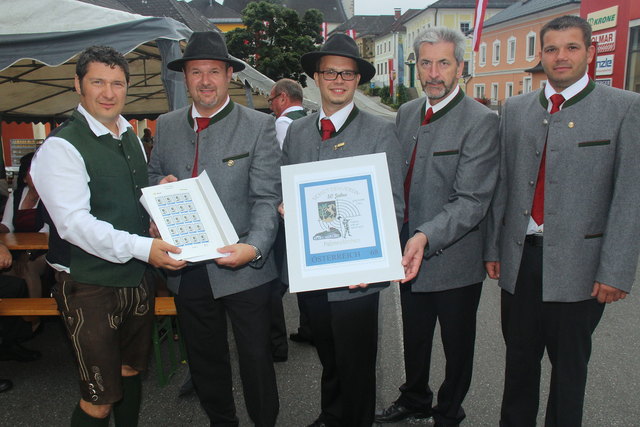 Briefmarke für den Schützenverein Pabneukirchen, gestaltet von Josef Lumetsberger.