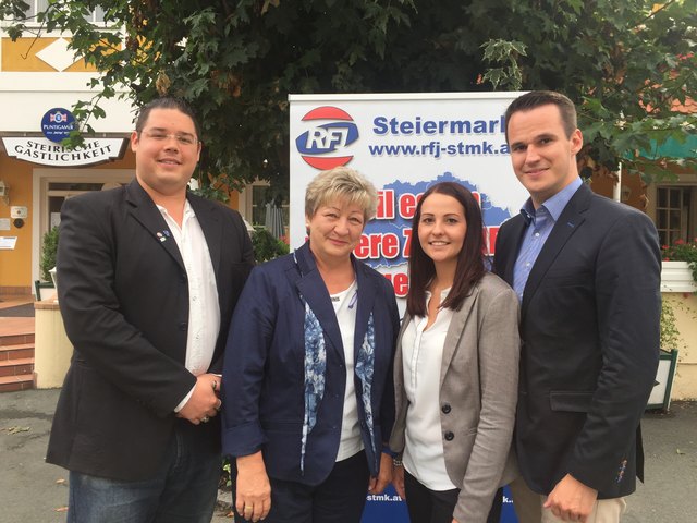 RFJ-Bezirksobmann Wallner, LAbg. Moitzi, LAbg. Kügerl und RFJ-Landesobmann Hermann | Foto: FPÖ Stmk./Stroisnik