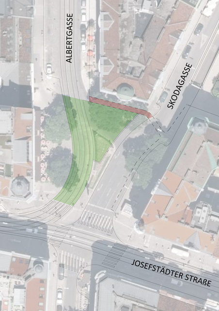 Die Grünfläche am Josef-Matthias-Hauer-Platz soll vergrößert werden.