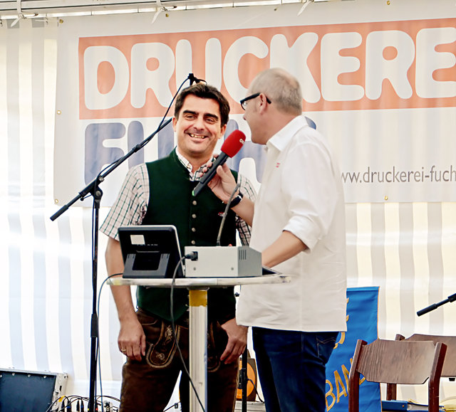 Bürgermeister Christian Gepp und Moderator Thomas Schwarzmann