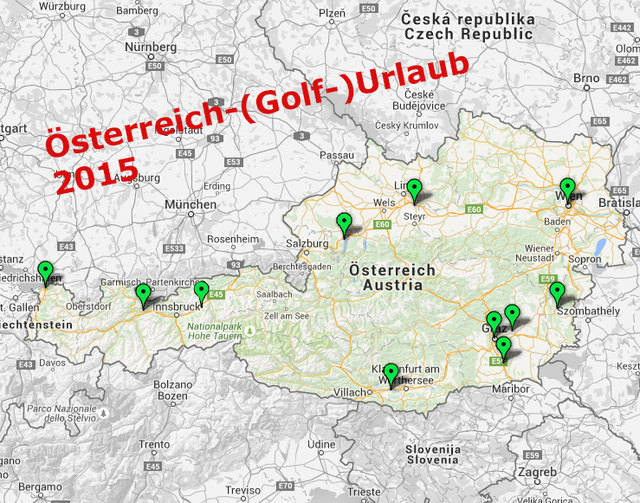 Österreich-(Golf-)Urlaub 2015 - Übersicht