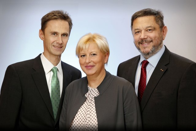 Die kollegiale Führung der Landesnervenklinik Wagner Jauregg: der Kaufmännischer Direktor Stefan Horner, Pflegedirektorin Gertraud Fribl und der ärztliche Leiter Dr. Udo M. Illievich (Foto: gespag)
