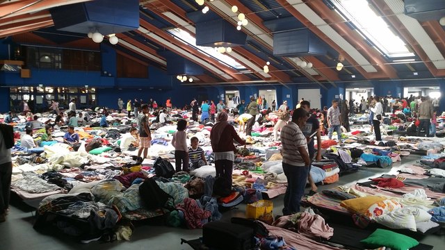 Rund 800 Flüchtlinge findet derzeit in der Schwarzl-Halle in Unterpremstätten Zuflucht.
