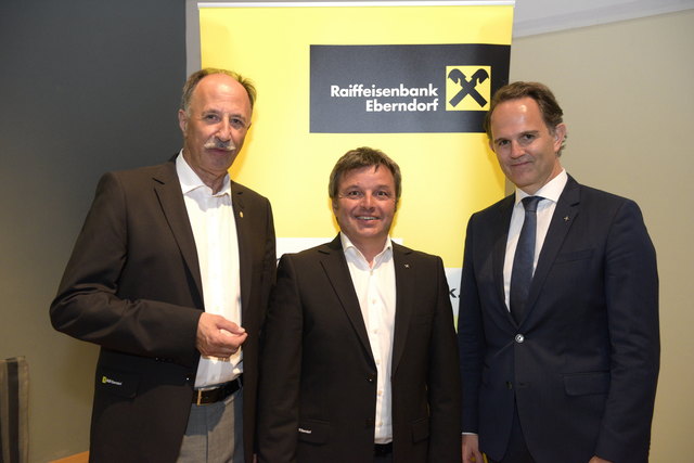 Das Raiffeisen-Triumvirat: die Vorstandsdirektoren Franz Riegel, Gerhard Wolf und Karl Schnögl (von links)