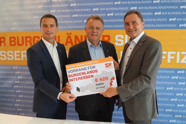 Wollen mehr Geld für kleinere Gemeinden (v.l.): Robert Hergovich, Hans Niessl, Helmut Bieler | Foto: SPÖ