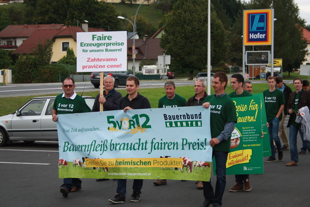 Landwirte gingen in Völkermarkt auf die Straße um faire Preise zu fordern