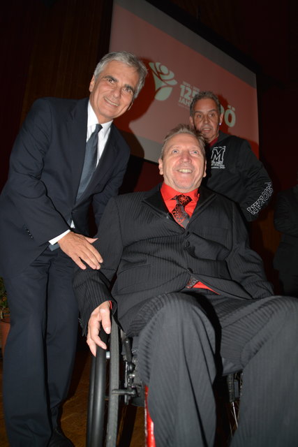 Besuch vom Bundeskanzler Werner Faymann in Telfs anlässlich 125 Jahre SPÖ in Tirol, hier mit Ortsobmann und Vize-Bgm. Günther Porta.