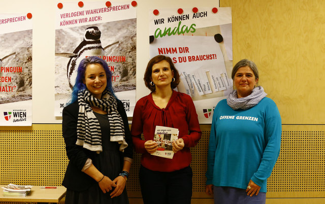von links nach rechts: Juliana Okropiridse, Katja Kipping, Melina Klaus