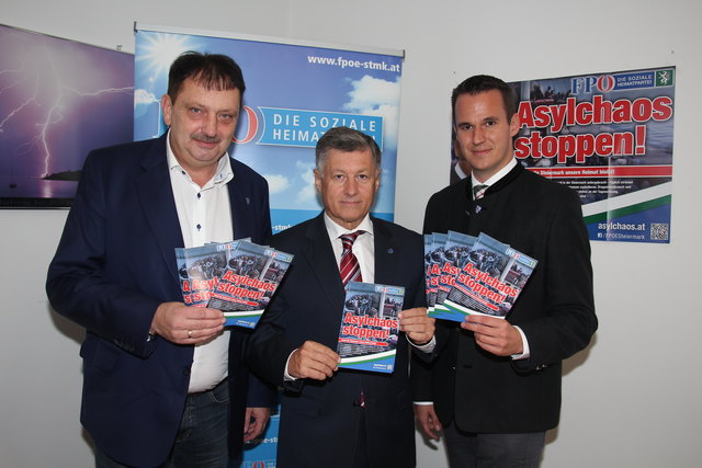 Wollen das Asylchaos stoppen: Anton Kogler, Gerhard Kurzmann und Stefan Hermann (v.l.).