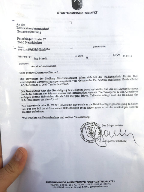 Der Schriftverkehr mit Stadtgemeinde...