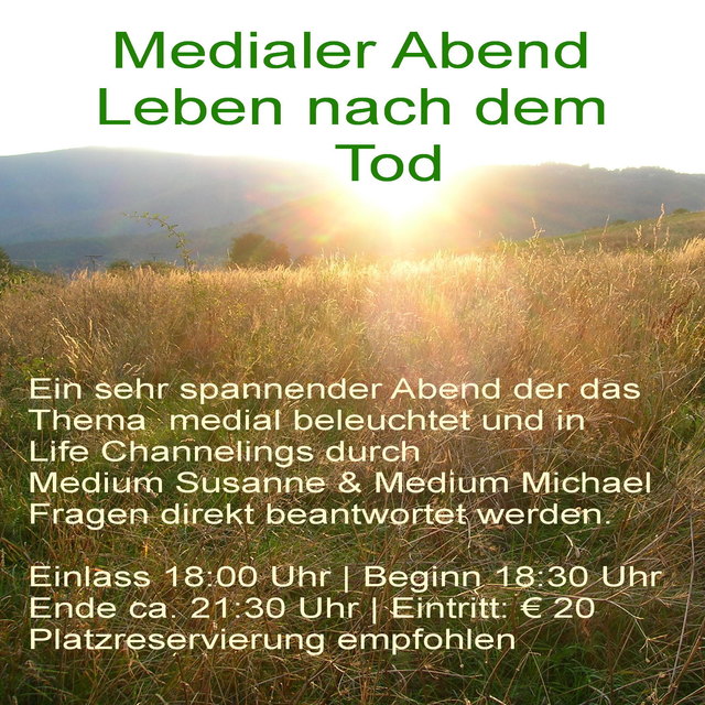 Fr. 23.10.15 Schwarzach - Jeder ist Medial - mehr auf: www.spiritquelle.at