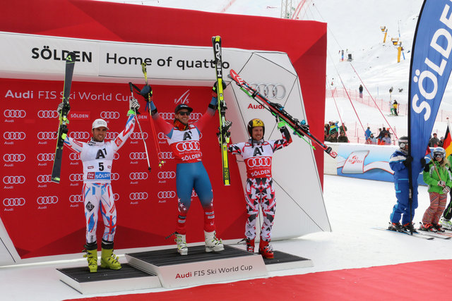 Thomas Fanara, Ted Ligety und Marcel Hirscher